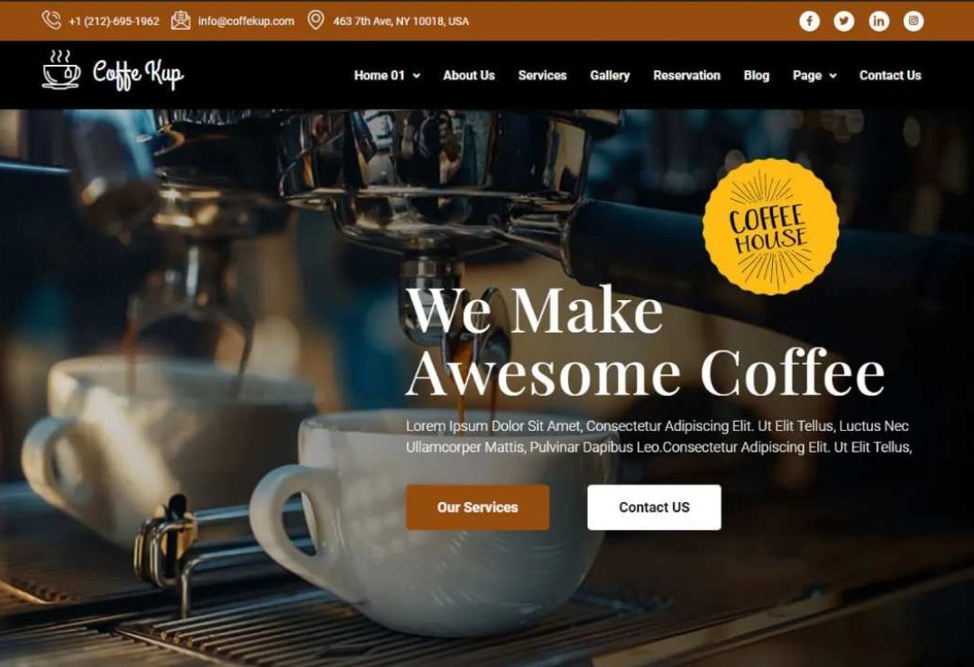 CoffeeKup – Cafe & Coffee Shop Elementor Template